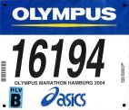 Startnummer 19. Olympus Marathon Hamburg 2004